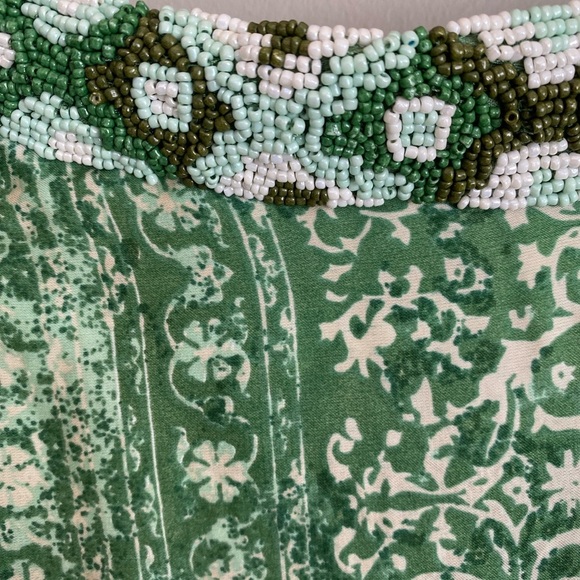 Zara Green Printed Wrap Skirt with Beaded Waist Size S - Picture 9 of 12